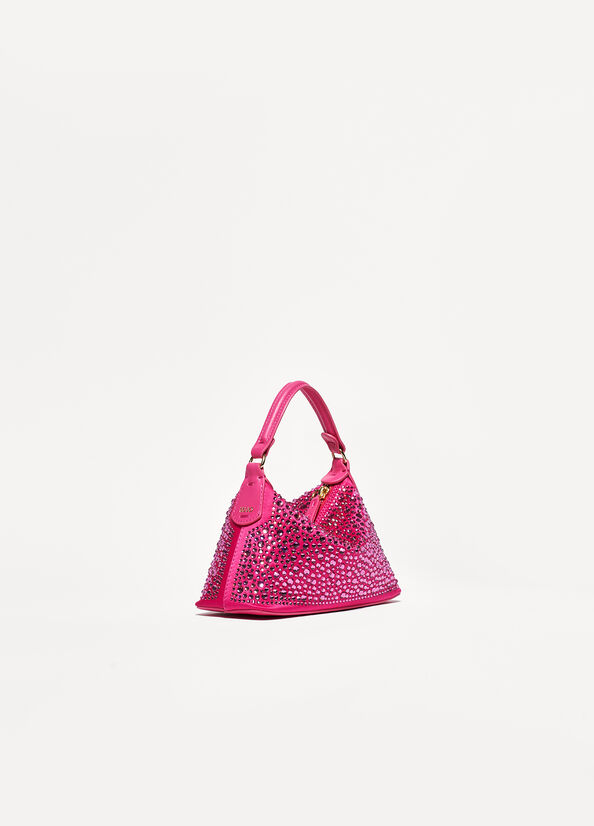 Fuchsia Liu Jo Mini Hobo With Gemstones Women's Crossbody Bags | KZE-275193