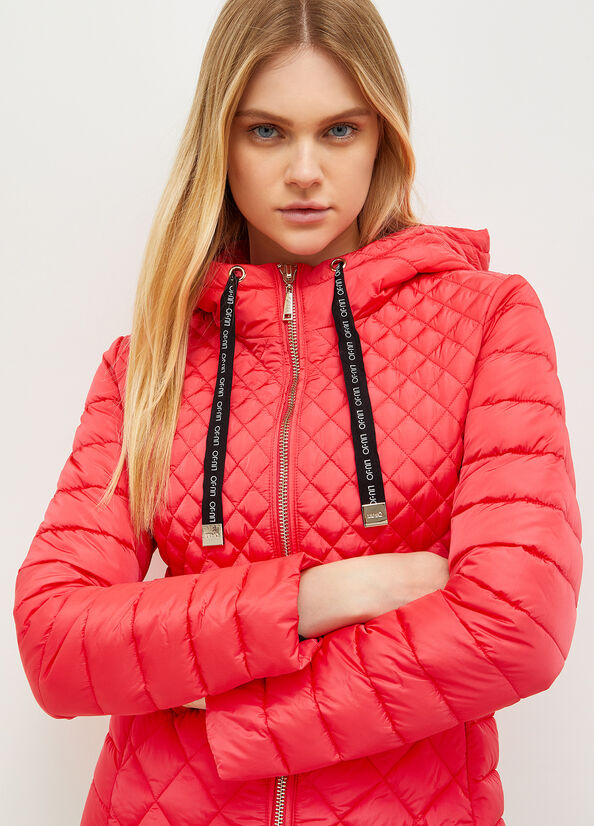 Fuchsia Liu Jo Quilted Down With Hood Women's Coats | HTZ-652374