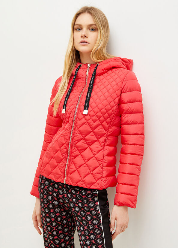 Fuchsia Liu Jo Quilted Down With Hood Women\'s Coats | HTZ-652374