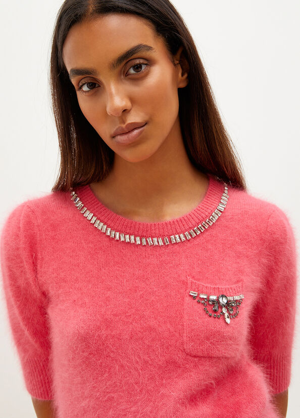 Fuchsia Liu Jo With Gemstones Women's Sweaters | QAR-437082