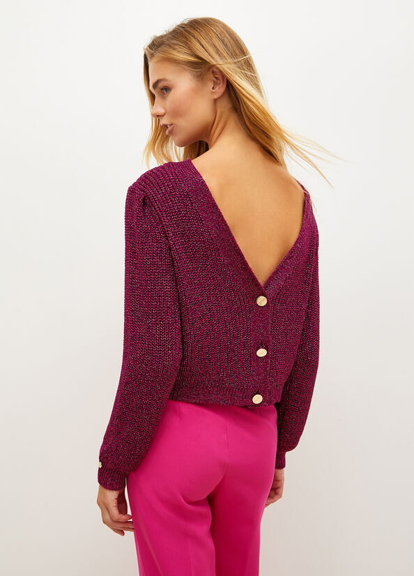 Fuchsia Liu Jo With Jewel Buttons Women's Sweaters | PDH-239015