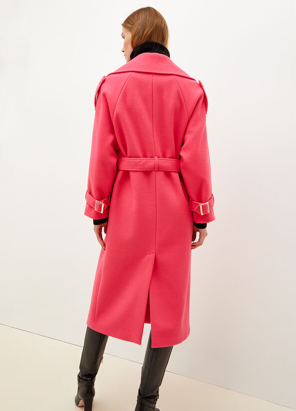 Fuchsia Liu Jo Wool Blend Trench Women's Coats | RKJ-049725