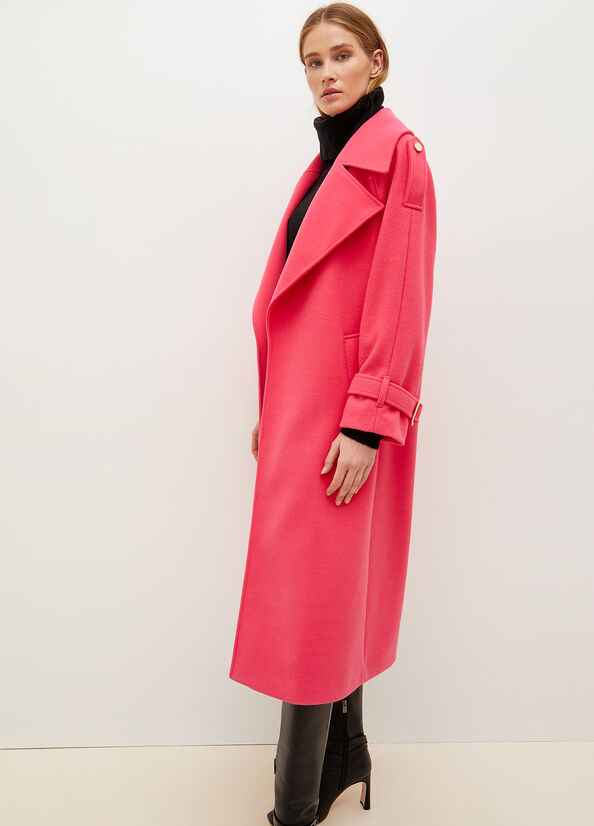 Fuchsia Liu Jo Wool Blend Trench Women's Coats | RKJ-049725