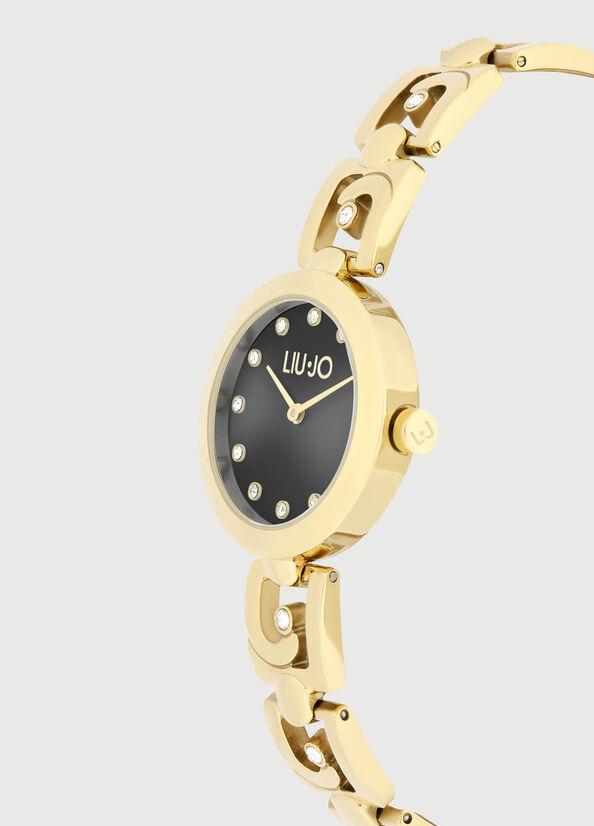 Gold / Black Liu Jo Steel With Logo Women's Watches | UTG-346580