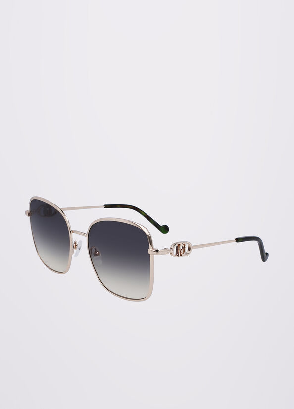 Gold Liu Jo Squared Women's Sunglasses | PRG-145237