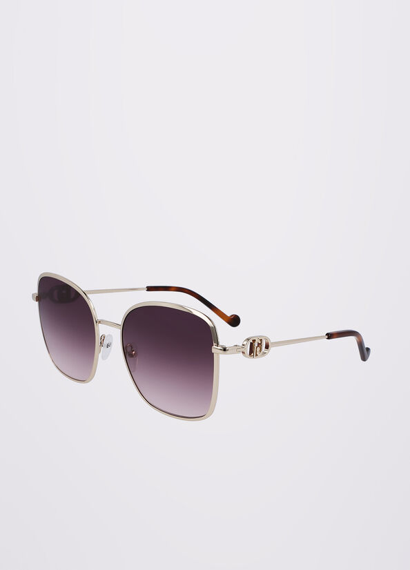 Gold Liu Jo Squared Women's Sunglasses | PVK-687514