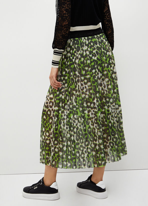 Green Liu Jo Animal Print Pleated Women's Skirts | IDQ-851907