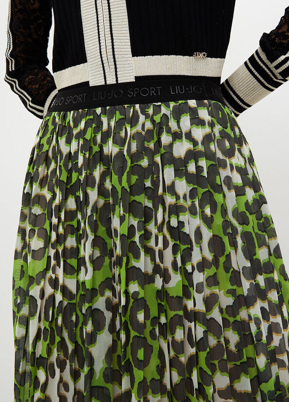 Green Liu Jo Animal Print Pleated Women's Skirts | IDQ-851907