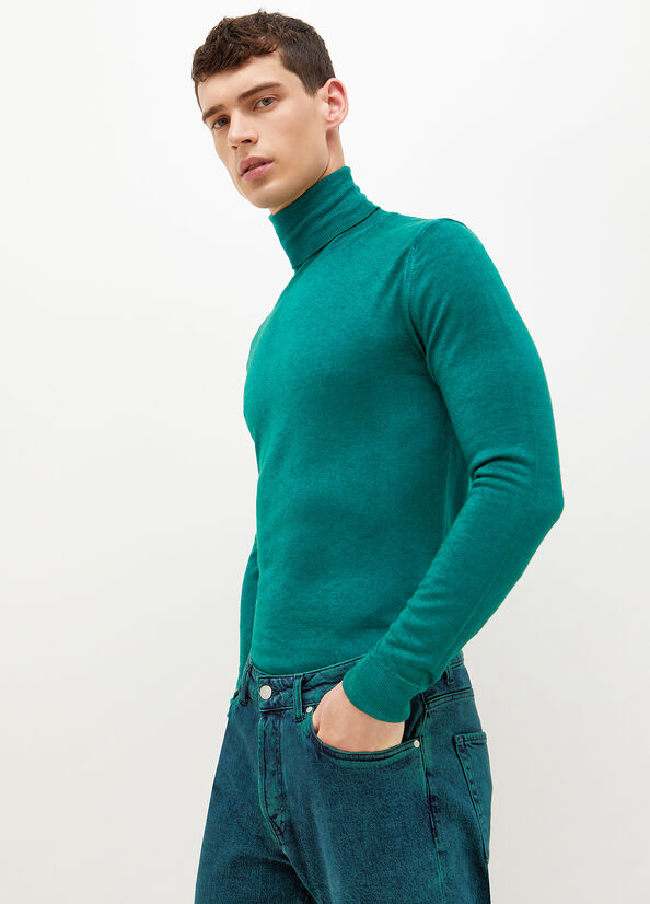 Green Liu Jo Pure Turtleneck Men\'s Sweaters | NQK-358290