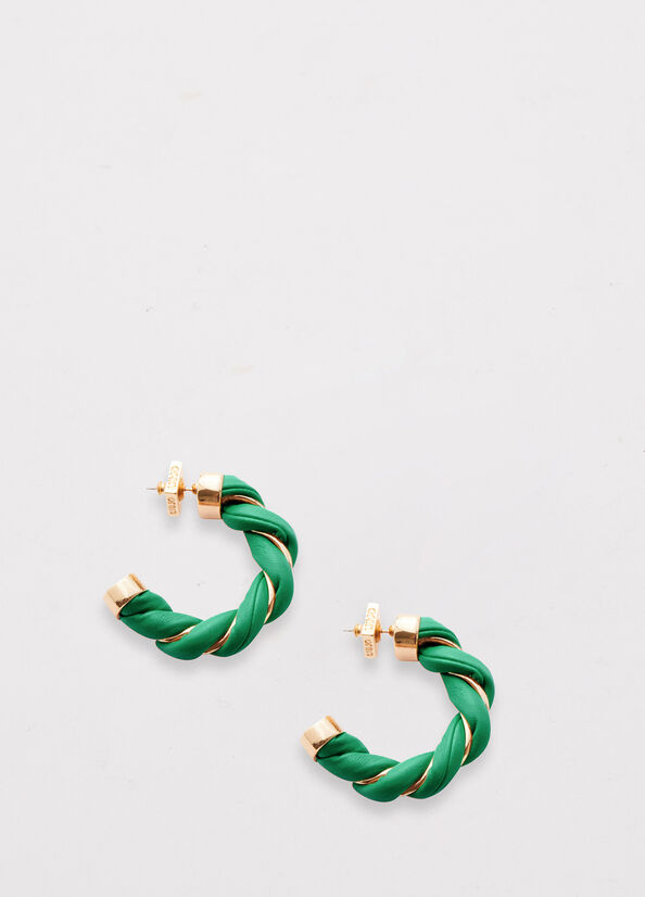 Green Liu Jo Torchon Effect Hoop Earrings Women\'s Jewelry | MDS-541870