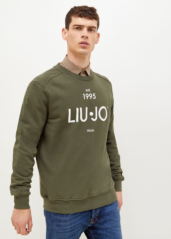 Green Liu Jo With Logo 1995 Men\'s Sweaters | UBJ-276389