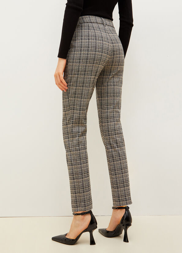 Grey / Black Liu Jo Jacquard Check Chinos Women's Pants | CZH-304127