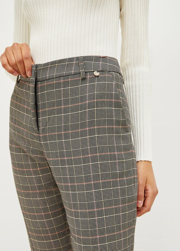 Grey Liu Jo Glen Plaid Cigarette Women's Pants | VIL-512064