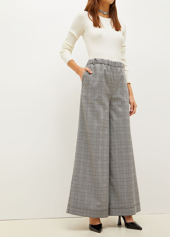 Grey Liu Jo Glen Plaid Palazzo Women\'s Pants | OMT-805437