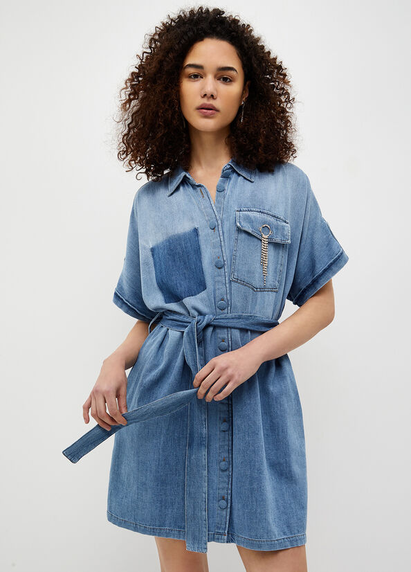 Light Blue Liu Jo Denim Women\'s Dress | DIK-265341