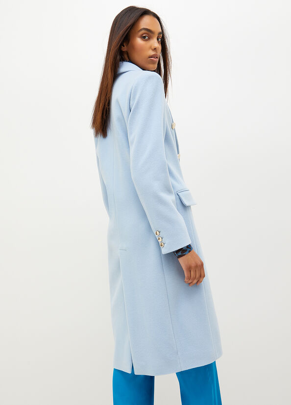 Light Blue Liu Jo Double-Breasted Blend Women's Coats | XYU-053718