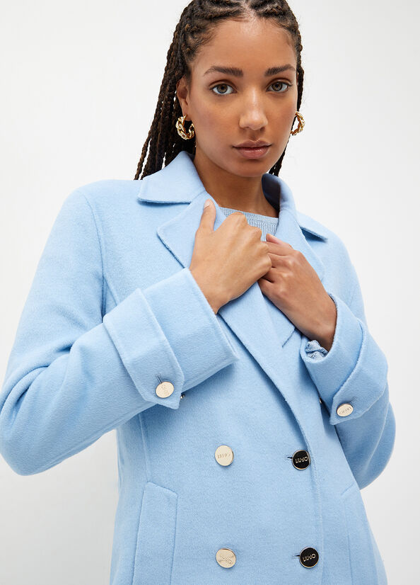 Light Blue Liu Jo Wool Blend Trench Women's Coats | RKH-095648