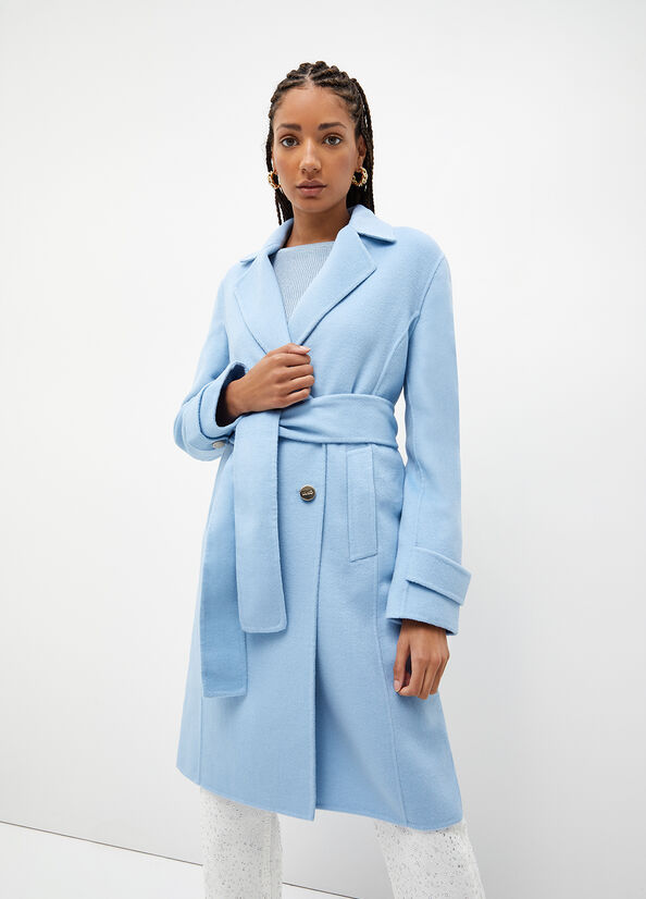 Light Blue Liu Jo Wool Blend Trench Women\'s Coats | RKH-095648