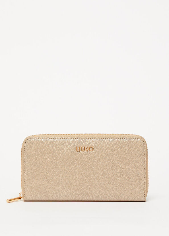 Light Gold Liu Jo Large Zip-Around Women\'s Wallets | QHE-856279