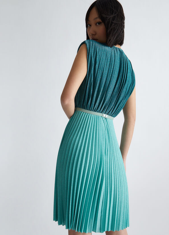 Light Turquoise Green Liu Jo Pleated Formal Women's Dress | KLA-364159