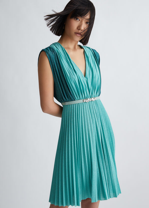 Light Turquoise Green Liu Jo Pleated Formal Women\'s Dress | KLA-364159