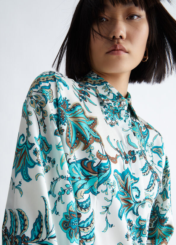 Light Turquoise Liu Jo Eco-Friendly Paisley Women's Shirts | LIO-289173