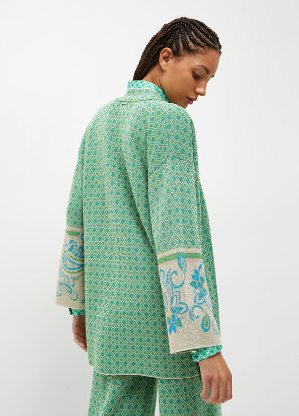 Light Turquoise Liu Jo Jacquard Kimono Women's Sweaters | IVN-897640