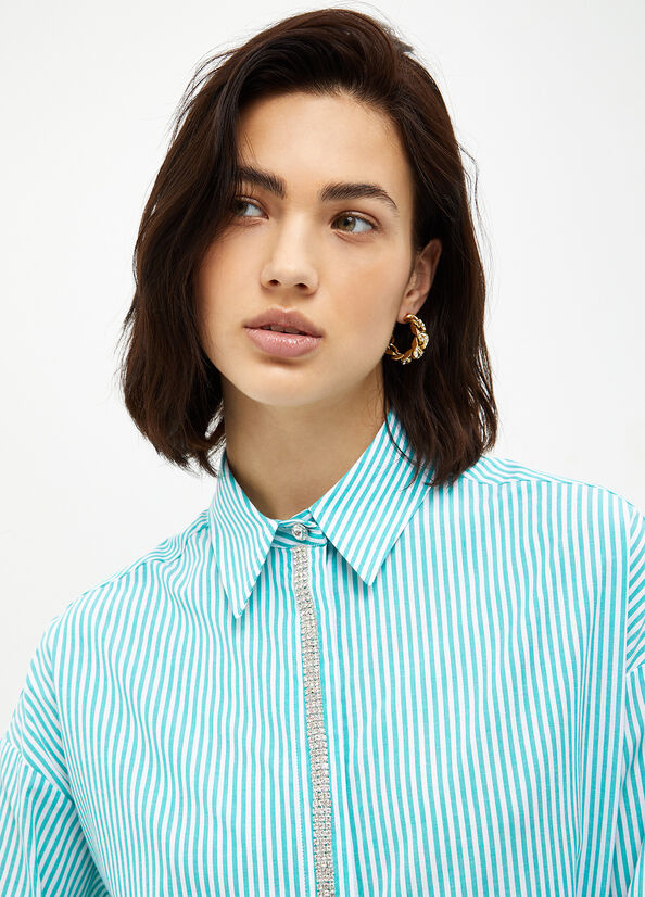 Mint Liu Jo Striped Poplin Women's Shirts | HQV-745360