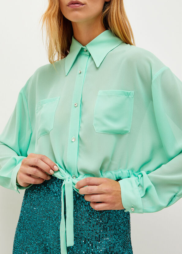 Mint Liu Jo With Drawstring Women's Shirts | KRV-126840