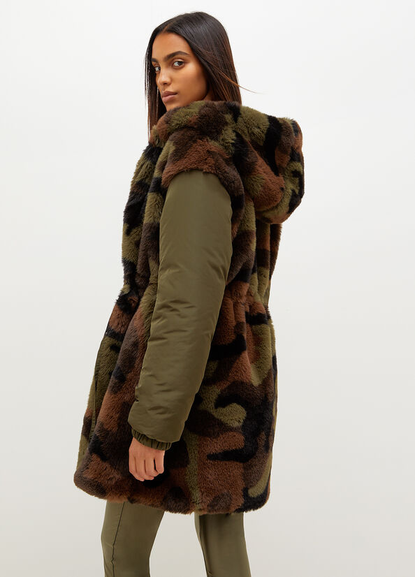 Olive Liu Jo Camouflage Hooded Women's Coats | RSC-173640