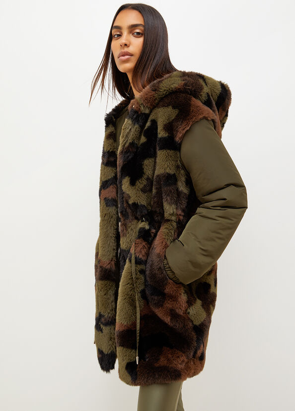 Olive Liu Jo Camouflage Hooded Women's Coats | RSC-173640