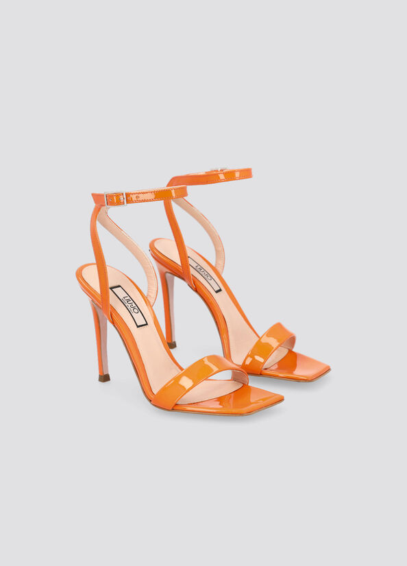 Orange Liu Jo Patent Leather Heeled Women's Sandals | QZX-584302