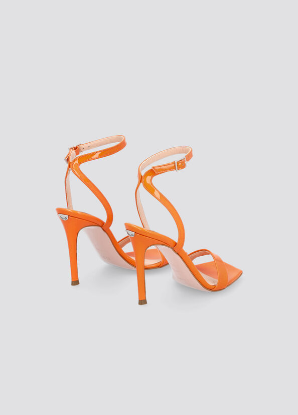 Orange Liu Jo Patent Leather Heeled Women's Sandals | QZX-584302