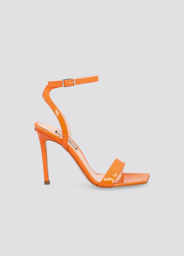 Orange Liu Jo Patent Leather Heeled Women\'s Sandals | QZX-584302