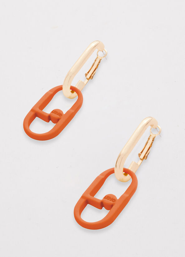 Orange Liu Jo Pendant Earrings With Monogram Women's Jewelry | CSI-978624