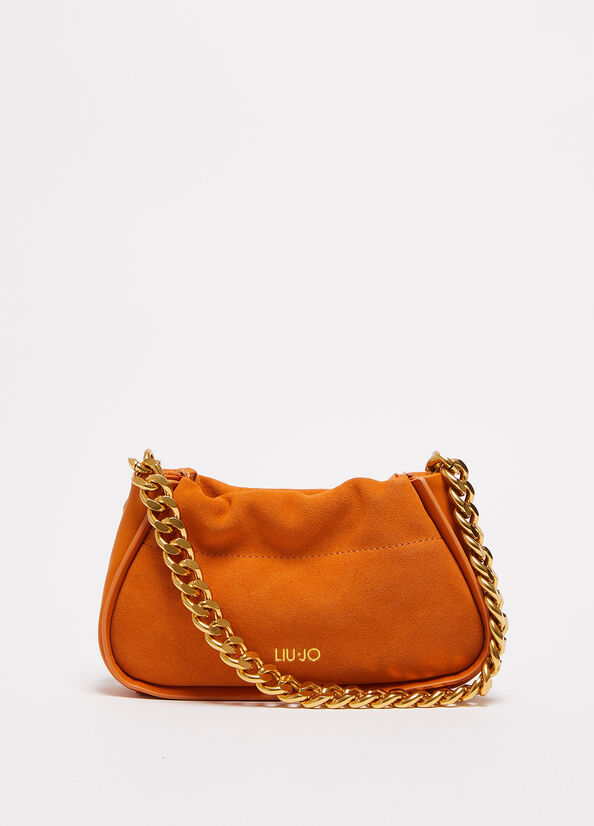 Orange Liu Jo Suede With Logo Women\'s Clutch Bag | OBP-345689