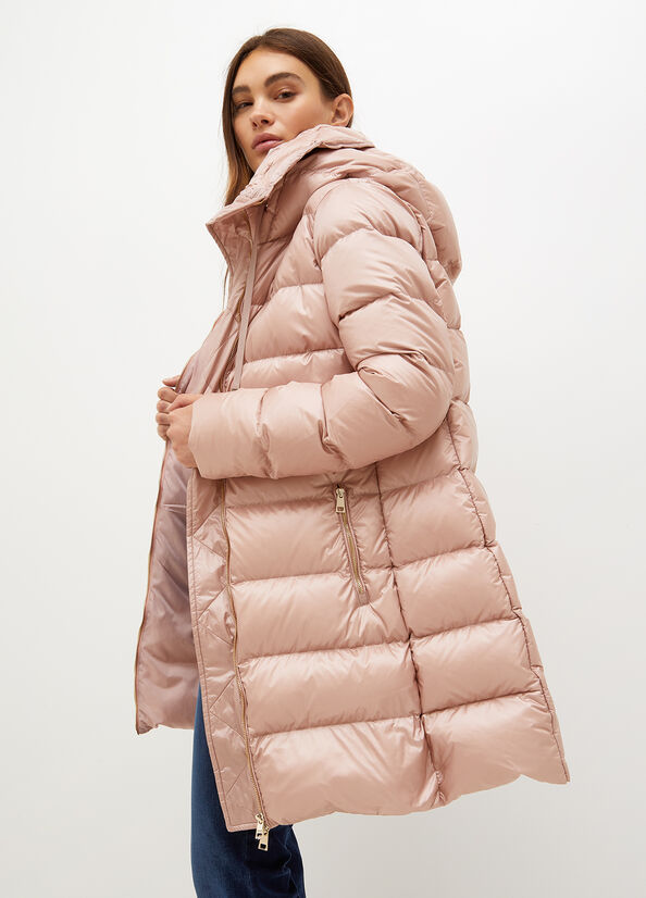 Pink Liu Jo Down In Quilted Technical Fabric Women\'s Coats | BYO-329740