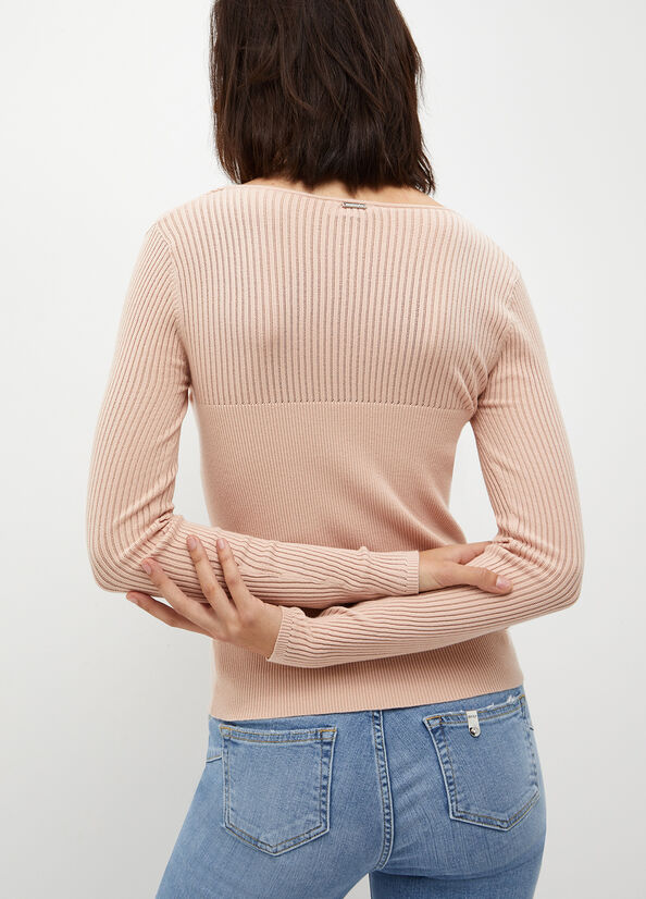 Pink Liu Jo Eco-Friendly With Studs Women's Sweaters | WKX-914032