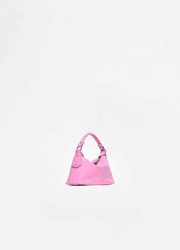 Pink Liu Jo Patent Leather Micro Hobo Women's Crossbody Bags | STE-218749