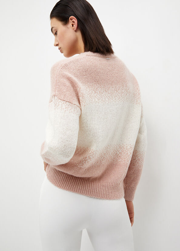 Pink / White Liu Jo Alpaca Blend Women's Sweaters | DVJ-460518