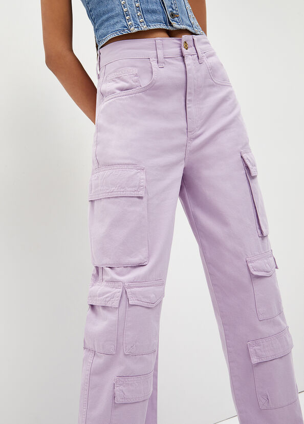 Purple Liu Jo Eco-Friendly Cargo Women's Straight-Fit Jeans | TRE-406315