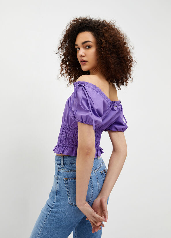 Purple Liu Jo Poplin Blouse Women's Shirts | OLJ-825734