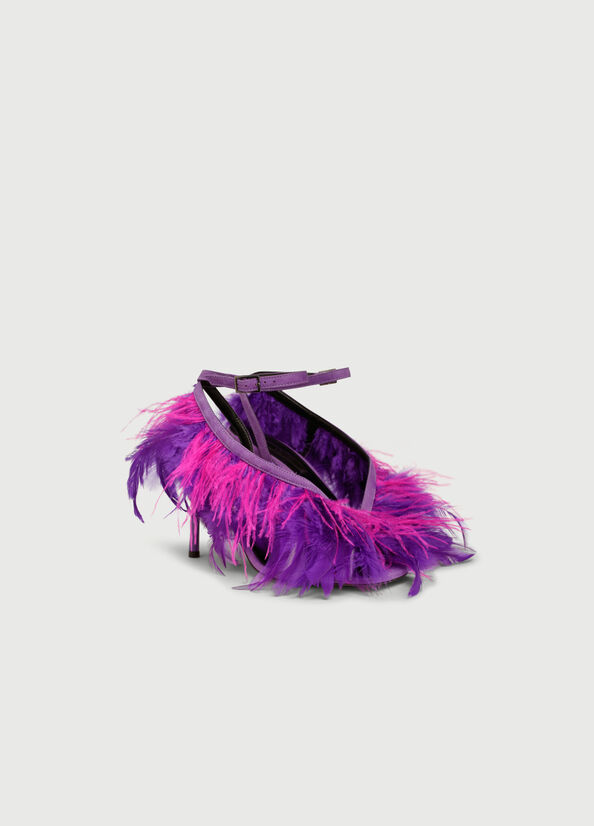 Purple Liu Jo With Heel And Feathers Women's Sandals | UME-513289