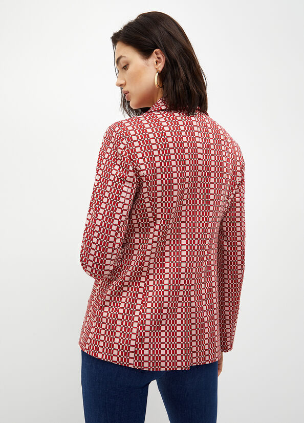 Red Liu Jo Blazer With Optical Pattern Women's Jackets | YUM-915740