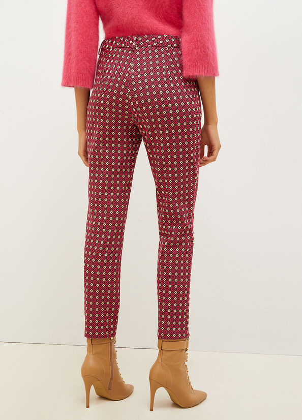 Red Liu Jo Chinos With Geometric Motif Women's Pants | ETR-573096