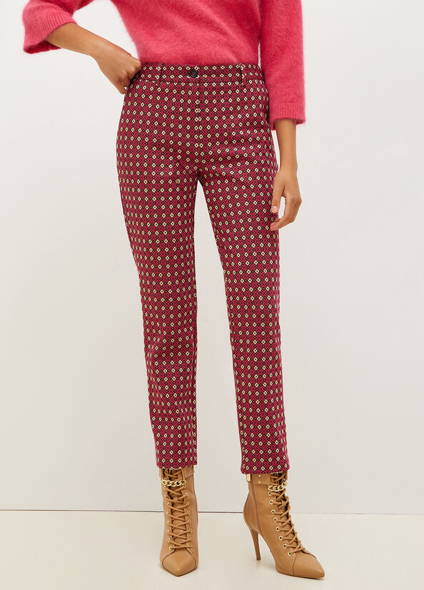 Red Liu Jo Chinos With Geometric Motif Women\'s Pants | ETR-573096