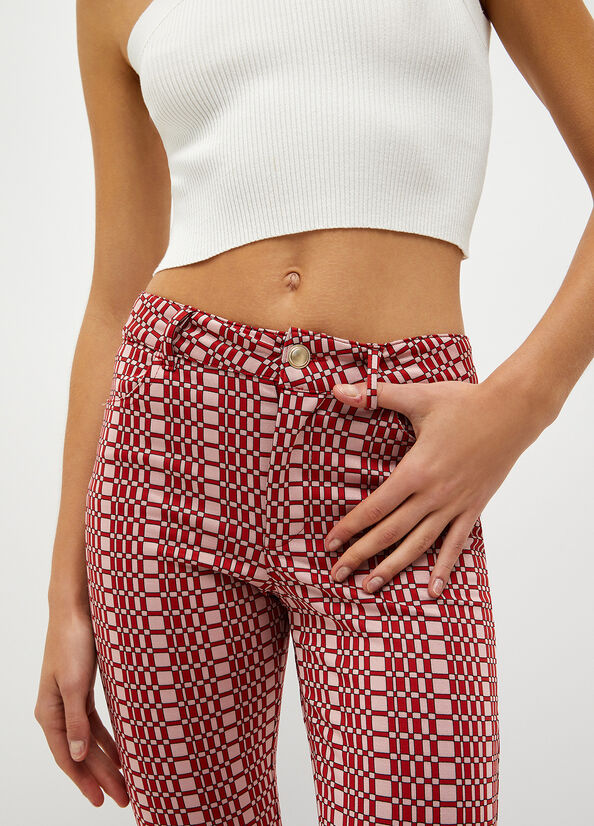 Red Liu Jo Optical Jacquard Women's Pants | WRK-091786