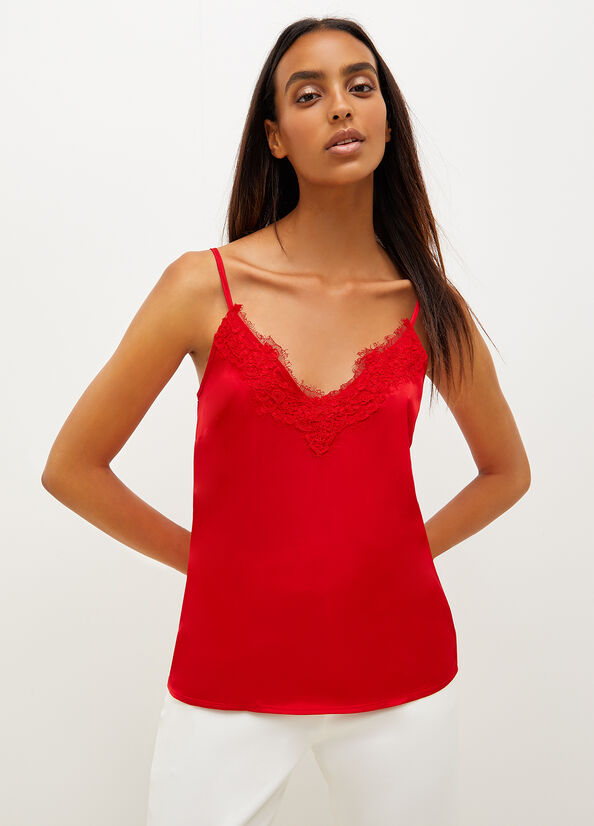 Red Liu Jo Satin Lingerie Women\'s T Shirts | YWB-843672