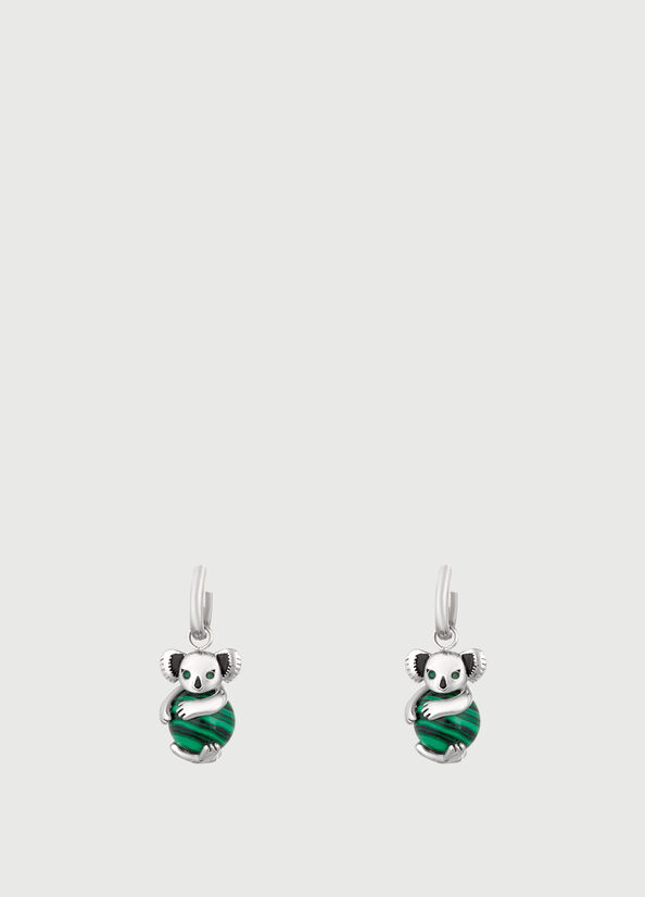 Silver / Green Liu Jo Single Koala Earring Women's Jewelry | ITX-710546