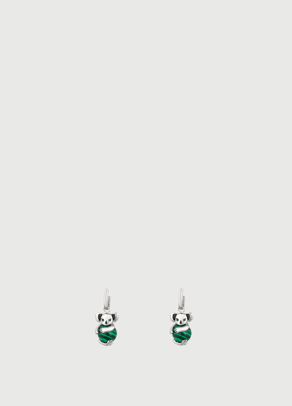 Silver / Green Liu Jo Single Koala Earring Women\'s Jewelry | ITX-710546